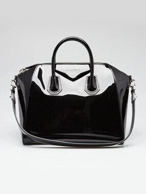 Givenchy Black Patent Leather Medium Antigona Bag